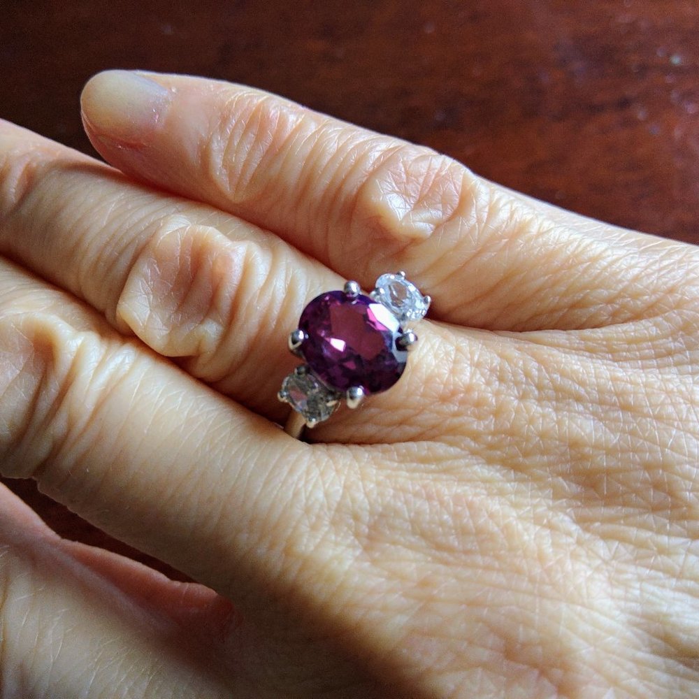 Ring - STERLING SILVER & Violet CZ Stone!